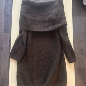 H&M Chocolate Off-Shoulder Sweater